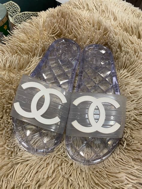 chanel pool slides clear|chanel slides price.